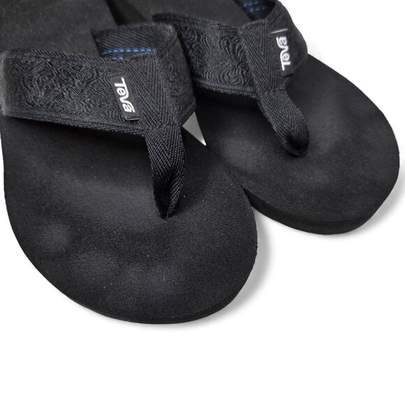 Teva Mush Micro Wedge Thong Sandals Women's Hawaiian Floral Embroidered Strap 9 - Picture 9 of 9